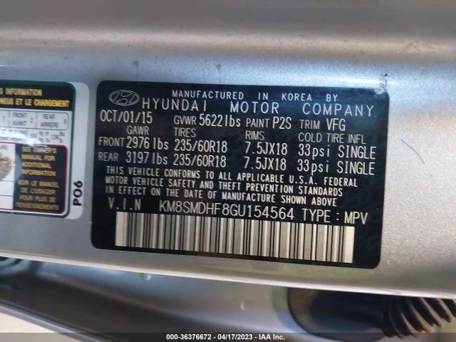 Hyundai Santa Fe Se 2016 KM8SMDHF8GU154564 Image 10