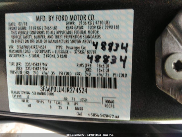 Ford Fusion Hybrid Se 2018 3FA6P0LU4JR274524 Image 9