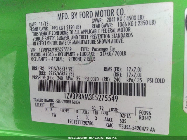 Ford Mustang V6 2014 1ZVBP8AM3E5275549 Image 10