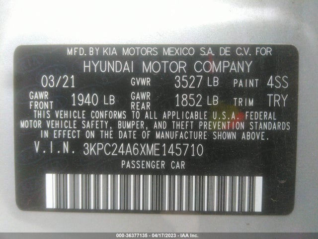 Hyundai Accent Sel 2021 3KPC24A6XME145710 Image 11