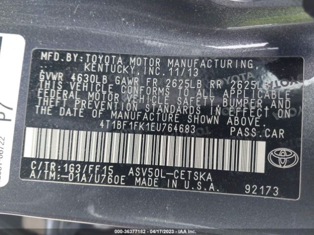4T1BF1FK1EU764683 Toyota Camry L/le/xle/se/se Sport