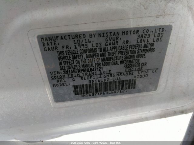 3N1AB7AP6HL647121 Nissan SENTRA SV