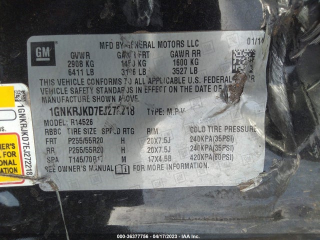 Chevrolet Traverse Ltz 2014 1GNKRJKD7EJ272218 Image 10