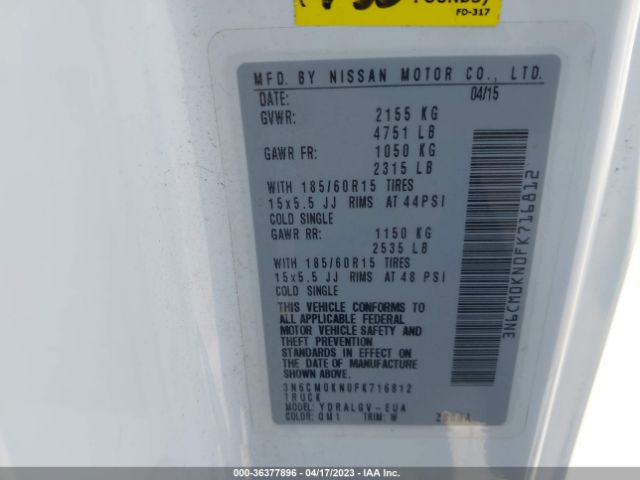 3N6CM0KN0FK716812 Nissan NV200 SV