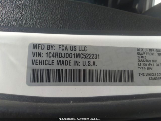 1C4RDJDG1MC522231 Dodge Durango Gt Plus