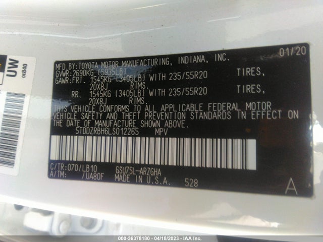 Toyota Highlander Limited 2020 5TDDZRBH6LS012265 Image 9