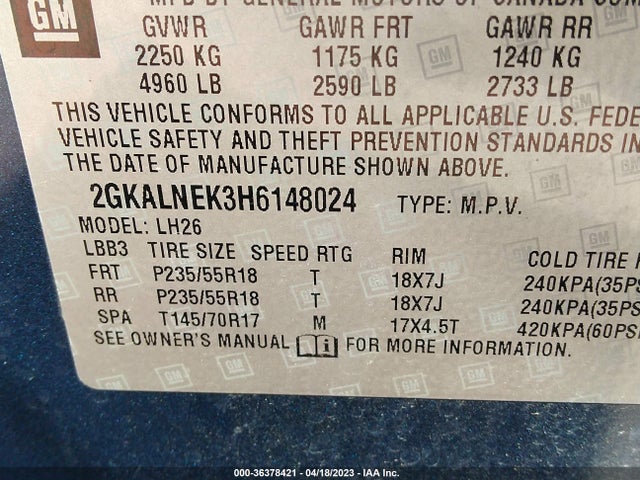 GMC Terrain Sle 2017 2GKALNEK3H6148024 Image 9