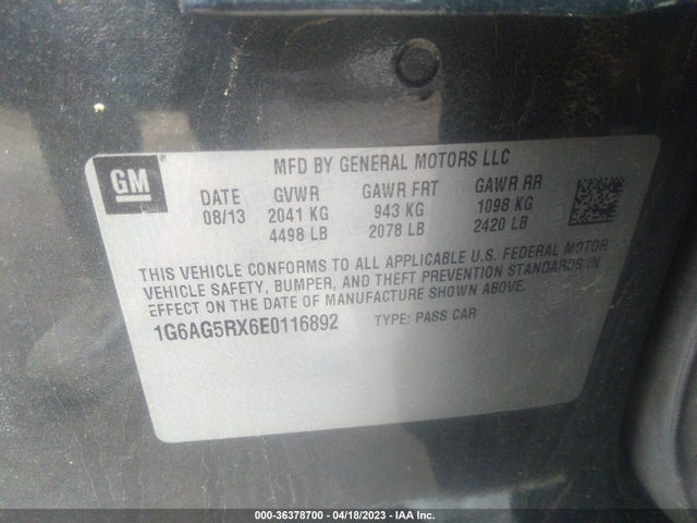 1G6AG5RX6E0116892 Cadillac Ats Standard Awd