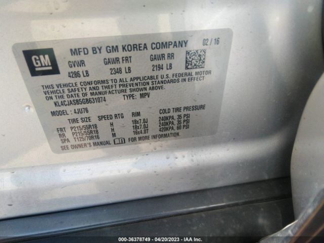 KL4CJASB5GB631074 Buick Encore
