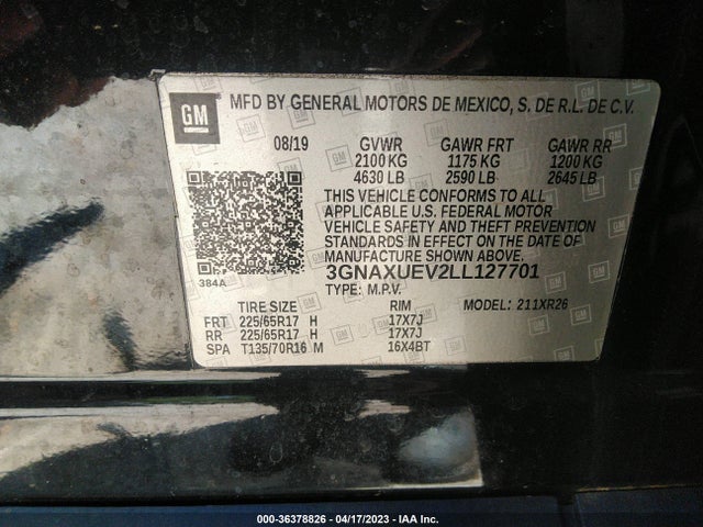 Chevrolet EQUINOX LT 2020 3GNAXUEV2LL127701 Image 9
