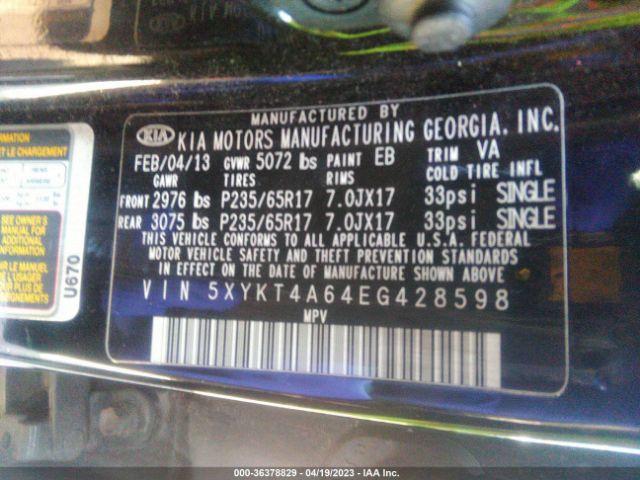 5XYKT4A64EG428598 KIA SORENTO LX