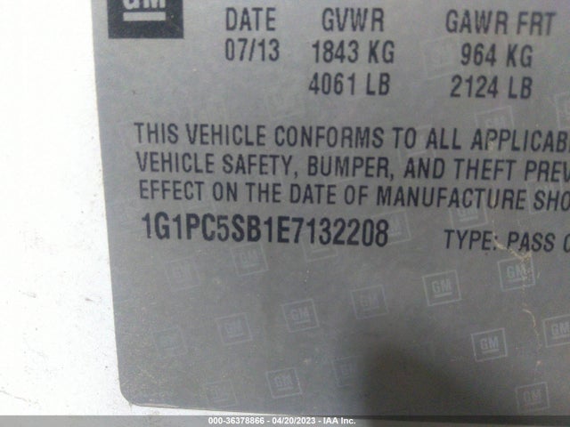 Chevrolet Cruze 1lt 2014 1G1PC5SB1E7132208 Image 10