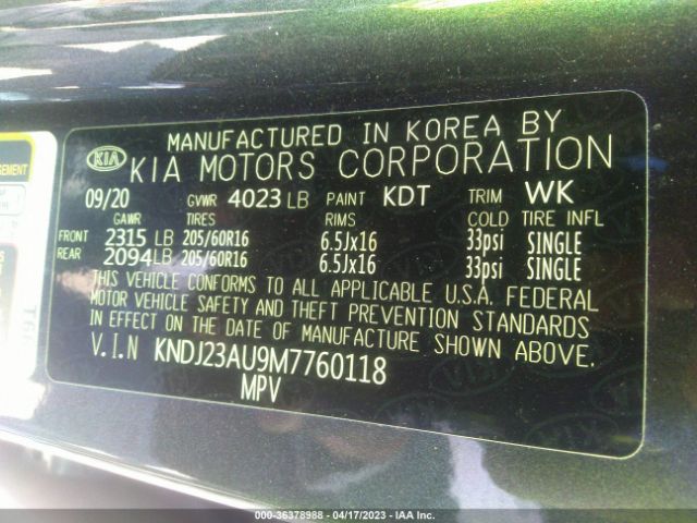 KNDJ23AU9M7760118 KIA SOUL LX