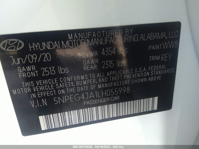 Hyundai SONATA SE 2020 5NPEG4JA1LH055998 Image 10