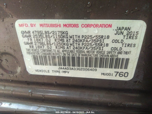 2016 MITSUBISHI OUTLANDER SE/SEL VIN: JA4AD3A33GZ006409