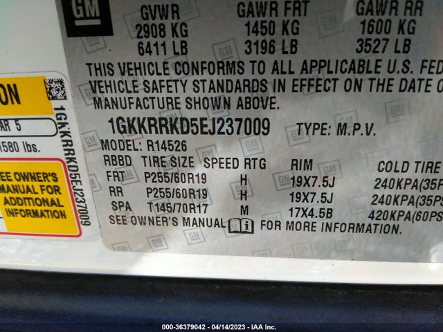 GMC ACADIA SLT 2014 1GKKRRKD5EJ237009 Image 9