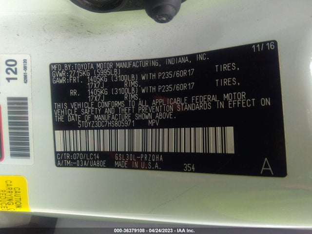 Toyota Sienna Xle Auto Access 2017 5TDYZ3DC7HS805971 Image 10