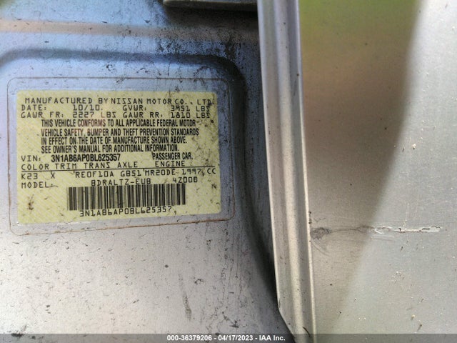 2011 NISSAN SENTRA 2.0 SR VIN: 3N1AB6AP0BL625357