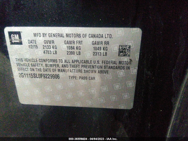 Chevrolet IMPALA LT 2015 2G1115SL0F9229906 Image 9