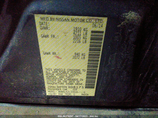 Nissan Altima 2.5 S 2015 1N4AL3AP3FN308175 Image 10