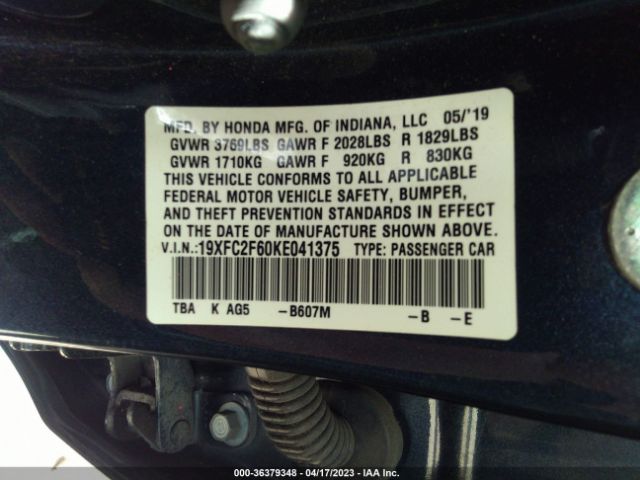 19XFC2F60KE041375 Honda Civic Sedan Lx