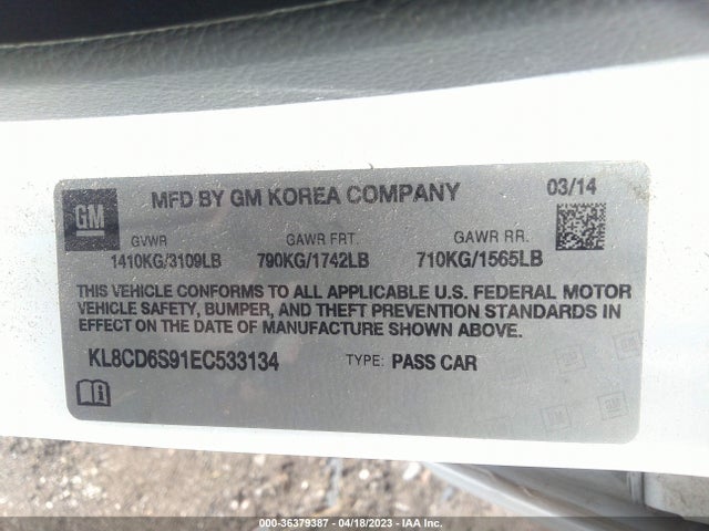 Chevrolet Spark Lt 2014 KL8CD6S91EC533134 Image 10