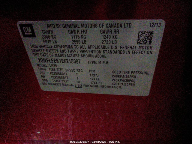Chevrolet EQUINOX LT 2014 2GNFLFEK1E6215097 Image 10