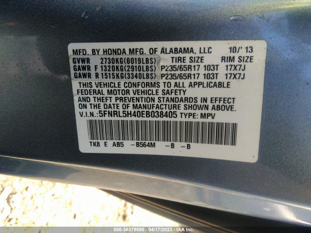 Honda ODYSSEY EX 2014 5FNRL5H40EB038405 Image 9