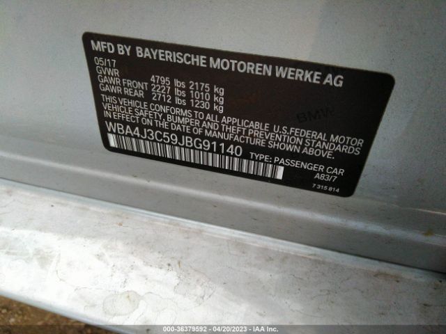 WBA4J3C59JBG91140 BMW 4 Series 430i Xdrive