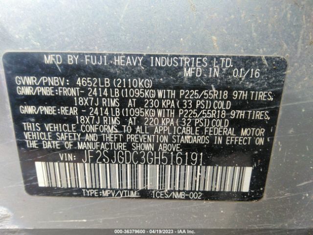 JF2SJGDC3GH516191 Subaru Forester 2.0xt Premium