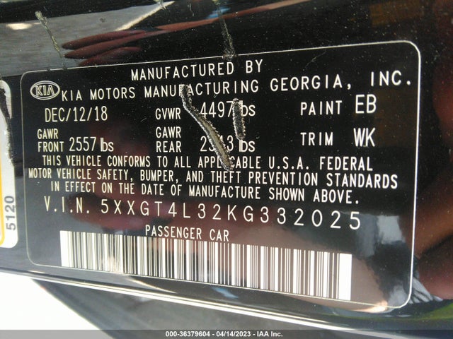 KIA Optima Lx 2019 5XXGT4L32KG332025 Image 10