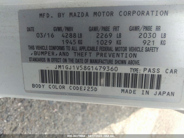 Mazda Mazda6 I Touring 2016 JM1GJ1V58G1479360 Image 10