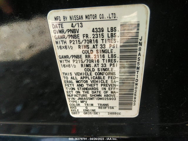 Продажа на аукционе авто 2013 Nissan Rogue S, vin: JN8AS5MT1DW025903, номер лота: 36379791