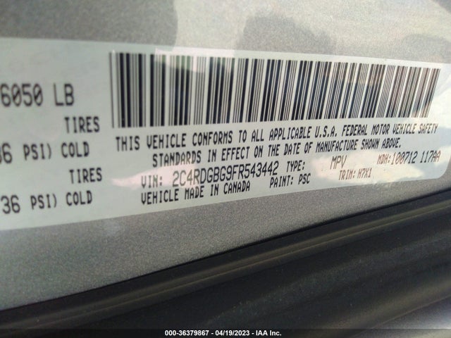Dodge Grand Caravan American Value Pkg 2015 2C4RDGBG9FR543442 Image 9