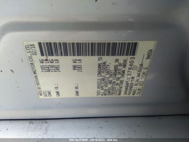 1N4AA6AP5JC378403 Nissan MAXIMA SV