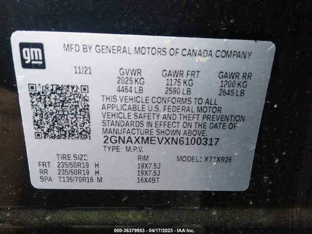 Chevrolet EQUINOX RS 2022 2GNAXMEVXN6100317 Image 9