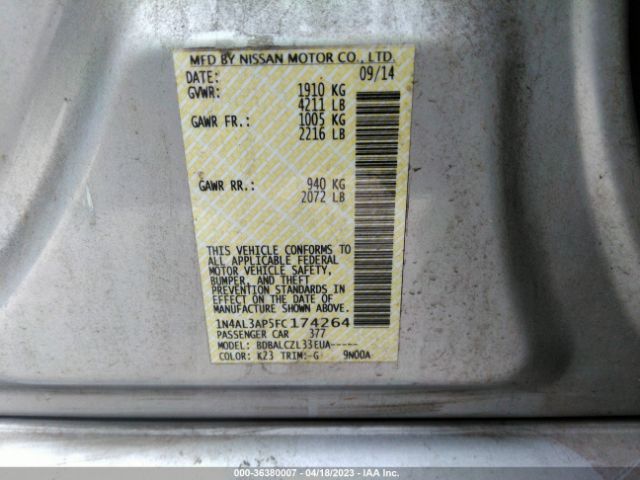 1N4AL3AP5FC174264 Nissan ALTIMA 2.5