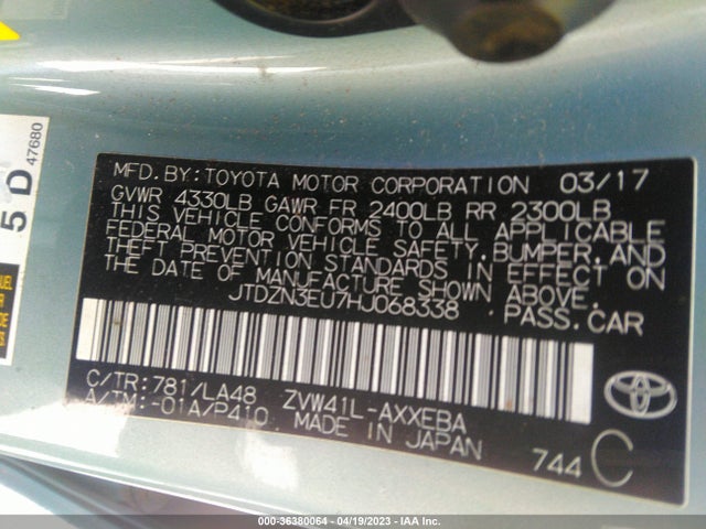 Toyota Prius V Two/five/three/four 2017 JTDZN3EU7HJ068338 Image 9