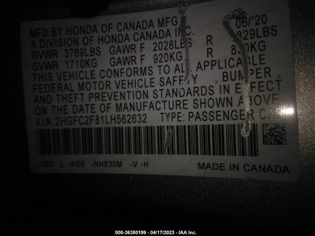 Honda Civic Sedan Sport 2020 2HGFC2F81LH562632 Image 9