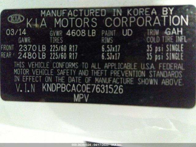 KNDPBCAC0E7631526 KIA Sportage Lx