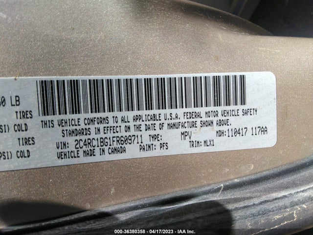 2C4RC1BG1FR609711 Chrysler Town & Country Touring