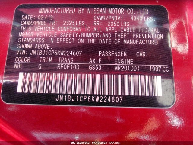 JN1BJ1CP6KW224607 Nissan Rogue Sport Sv