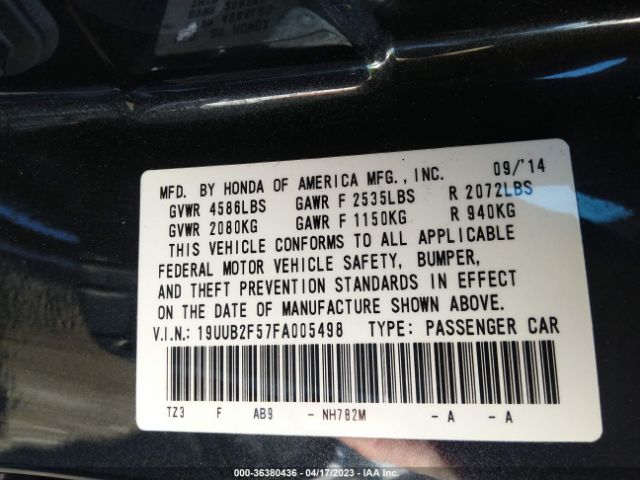 19UUB2F57FA005498 Acura Tlx V6 Tech