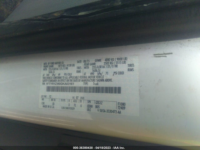Ford TRANSIT CARGO VAN 2016 1FTYR1ZM0GKA03161 Image 9