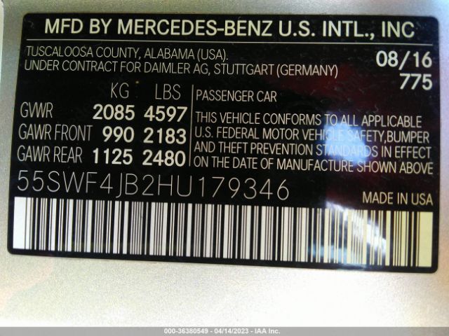 55SWF4JB2HU179346 Mercedes-Benz C-class C 300
