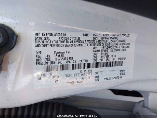Ford FOCUS S 2017 1FADP3E27HL300515 Image 9
