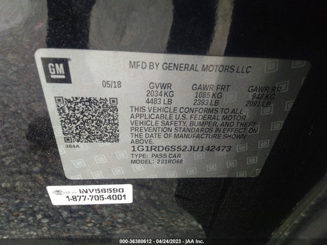 Chevrolet Volt Premier 2018 1G1RD6S52JU142473 Image 10