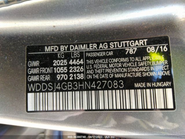 WDDSJ4GB3HN427083 Mercedes-Benz Cla Cla 250