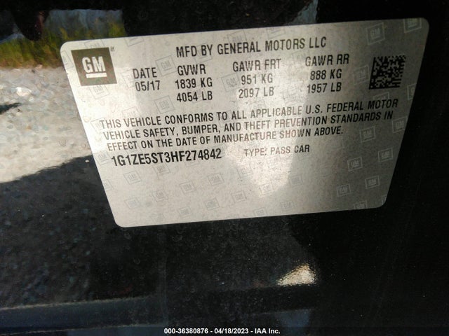 Chevrolet MALIBU LT 2017 1G1ZE5ST3HF274842 Image 11