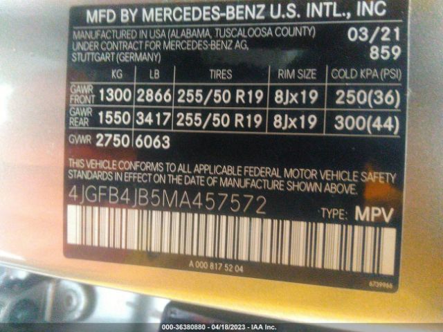 4JGFB4JB5MA457572 Mercedes-Benz Gle Gle 350